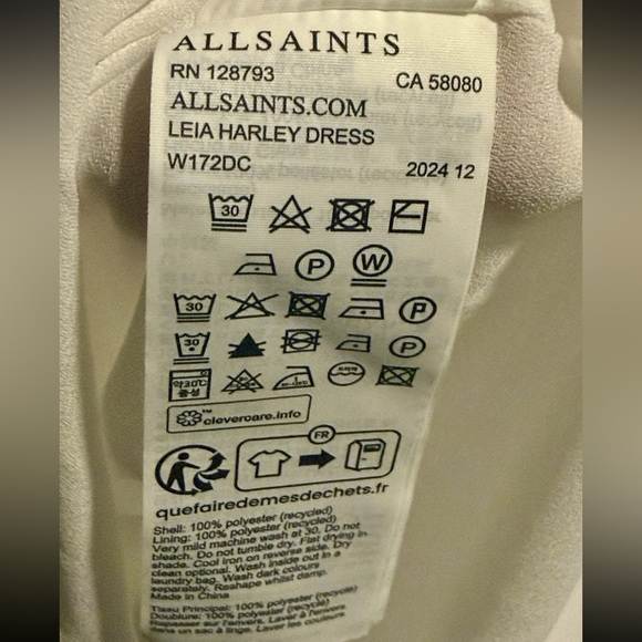 AllSaints Leia Harley Pleated Midi Slip Dress Cream Ivory Size Small NWOT - Picture 11 of 12